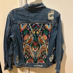 Embroidered Blue Denim Jean Jacket
